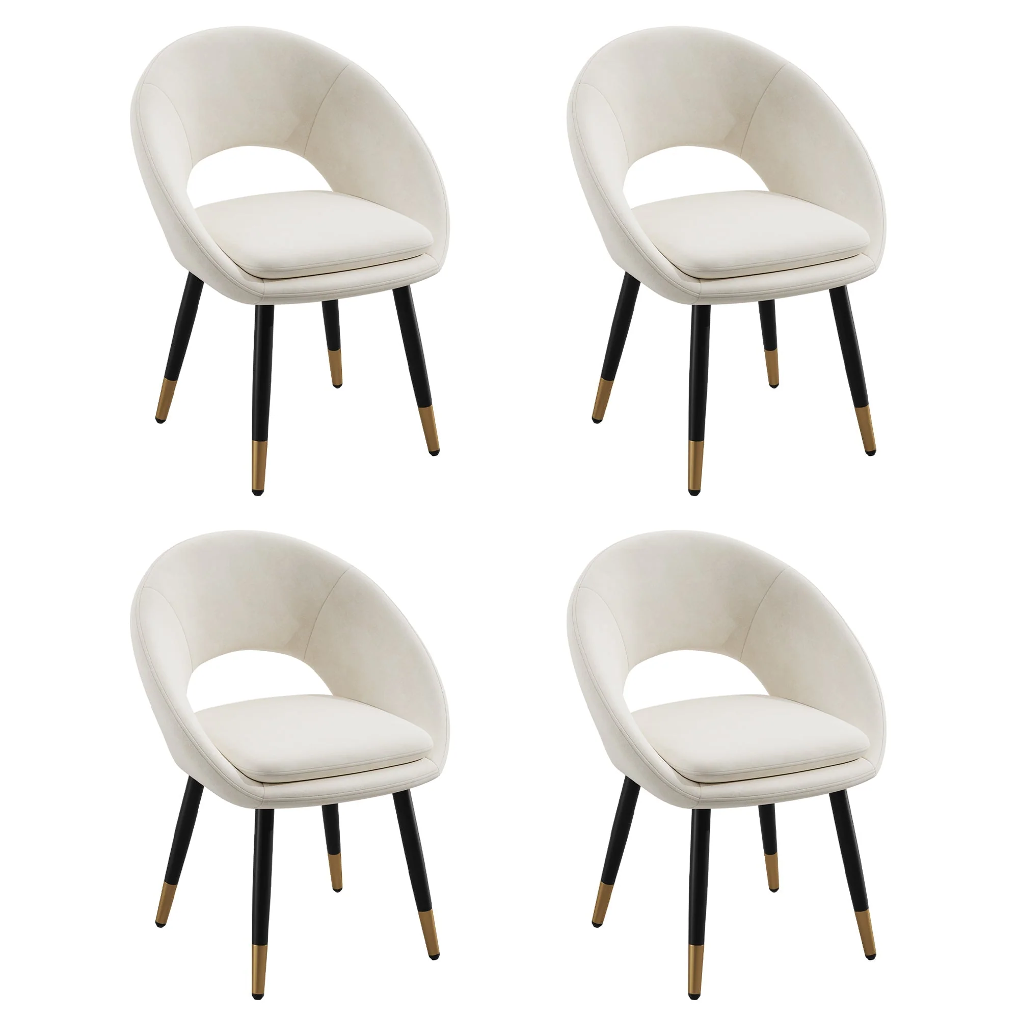 4 Dining Chairs with Comfortable and Breathable Seats, Beige Velvet Fabric - Image 8