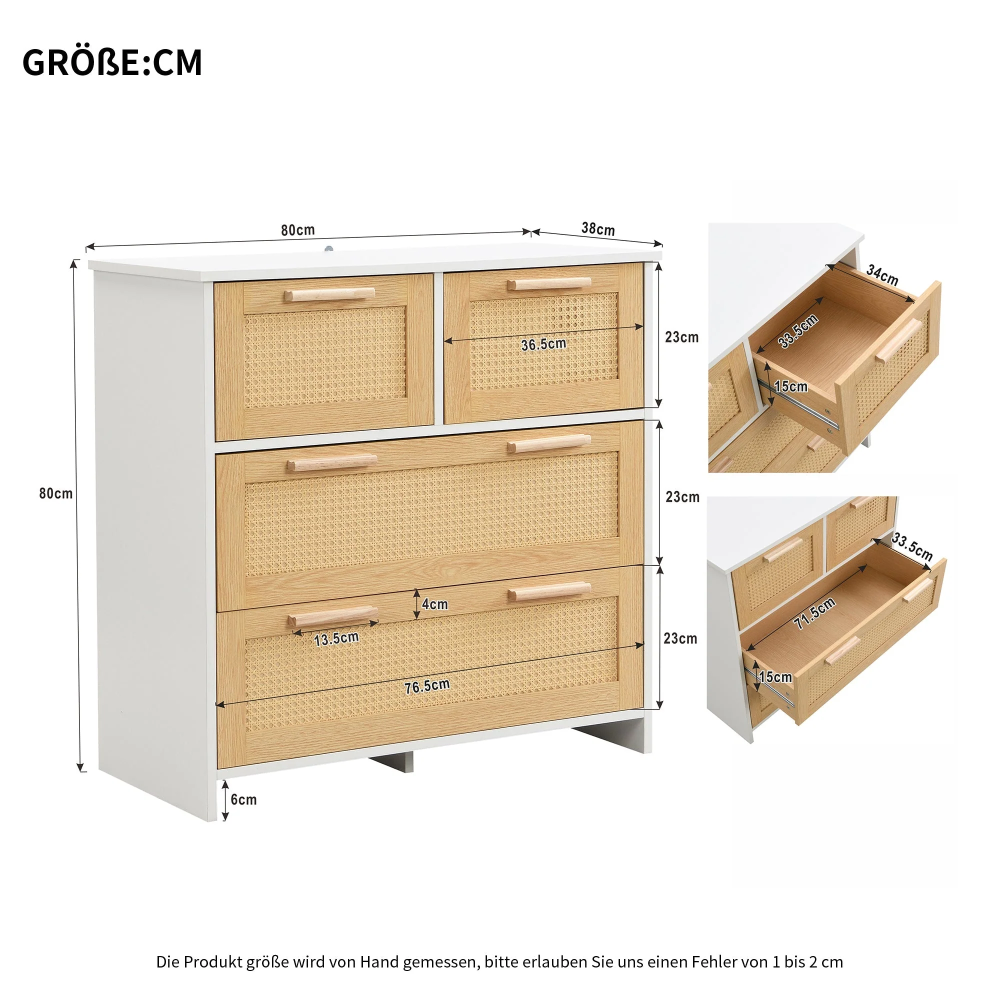 4-drawer rattan cabinet with solid wood handles - Image 11