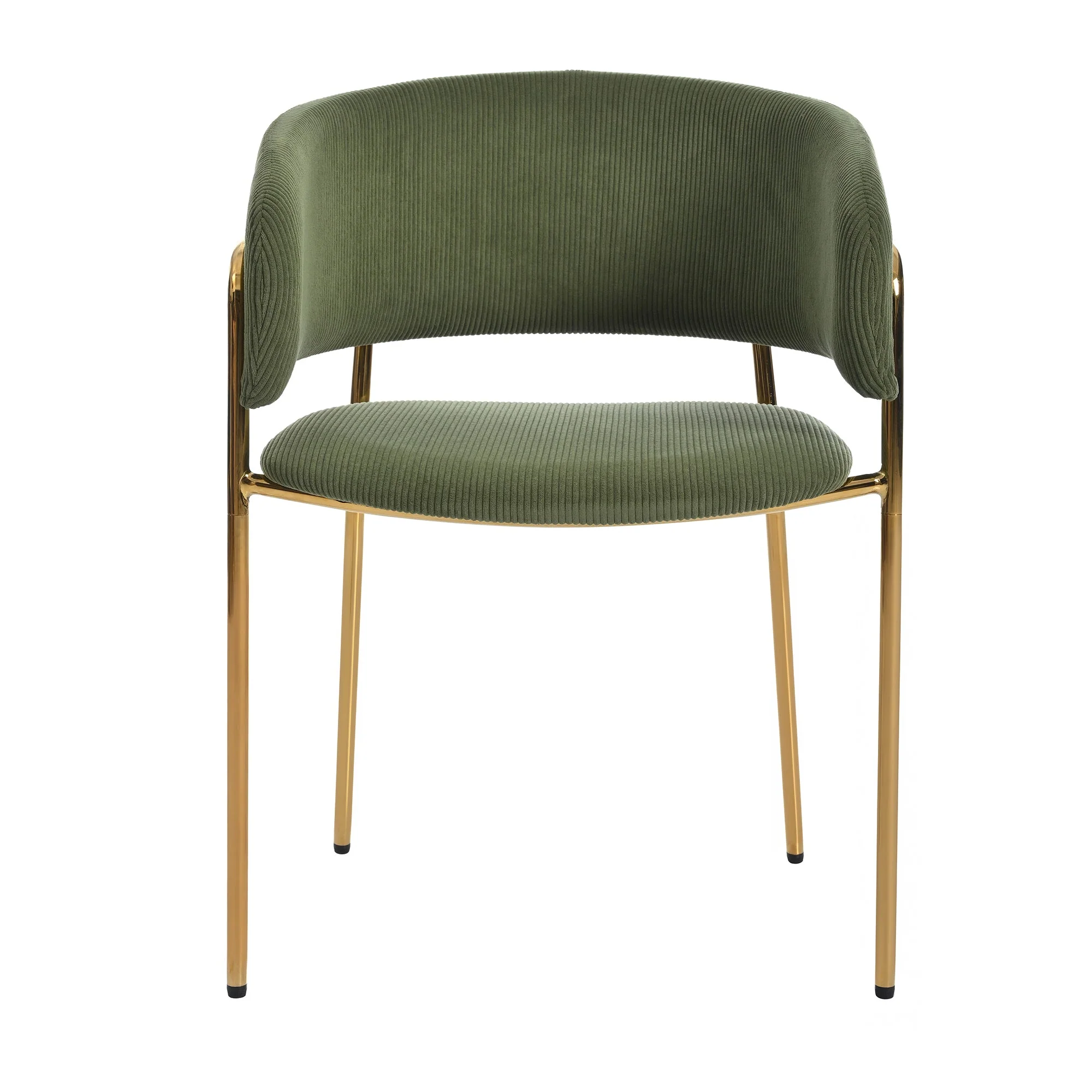 4 Modern Chairs Angled Legs Adjustable Feet Corduroy - Green - Image 7