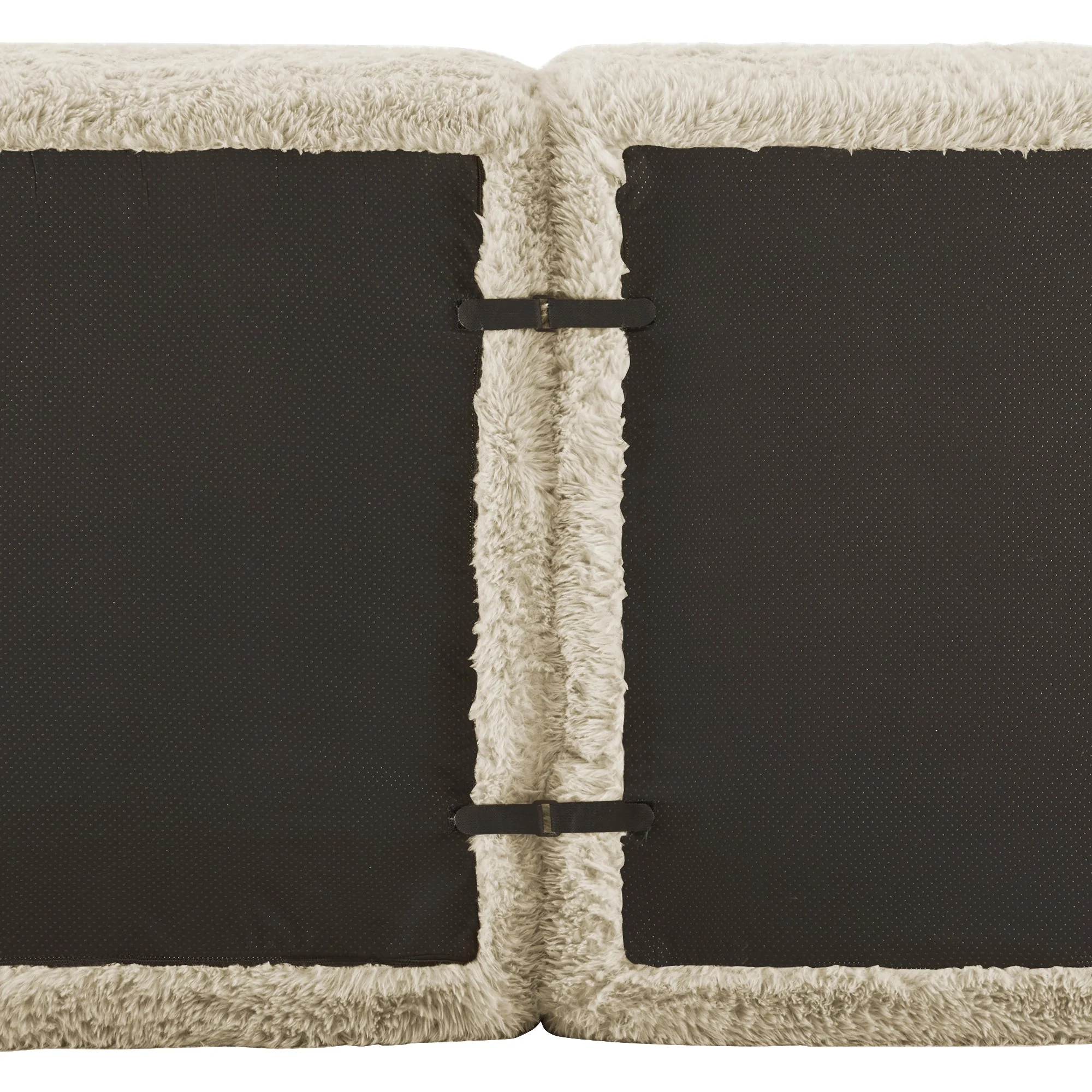 4-Seater L-Shaped Sofa Modular Chaise Plush Fabric - Light Khaki - Image 8