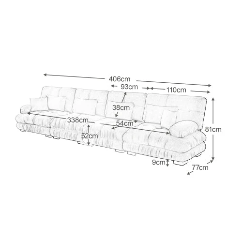 4-Seater Modular Corner Sofa, Deep Seat Sofa Bed, Chenille Pink - Image 11