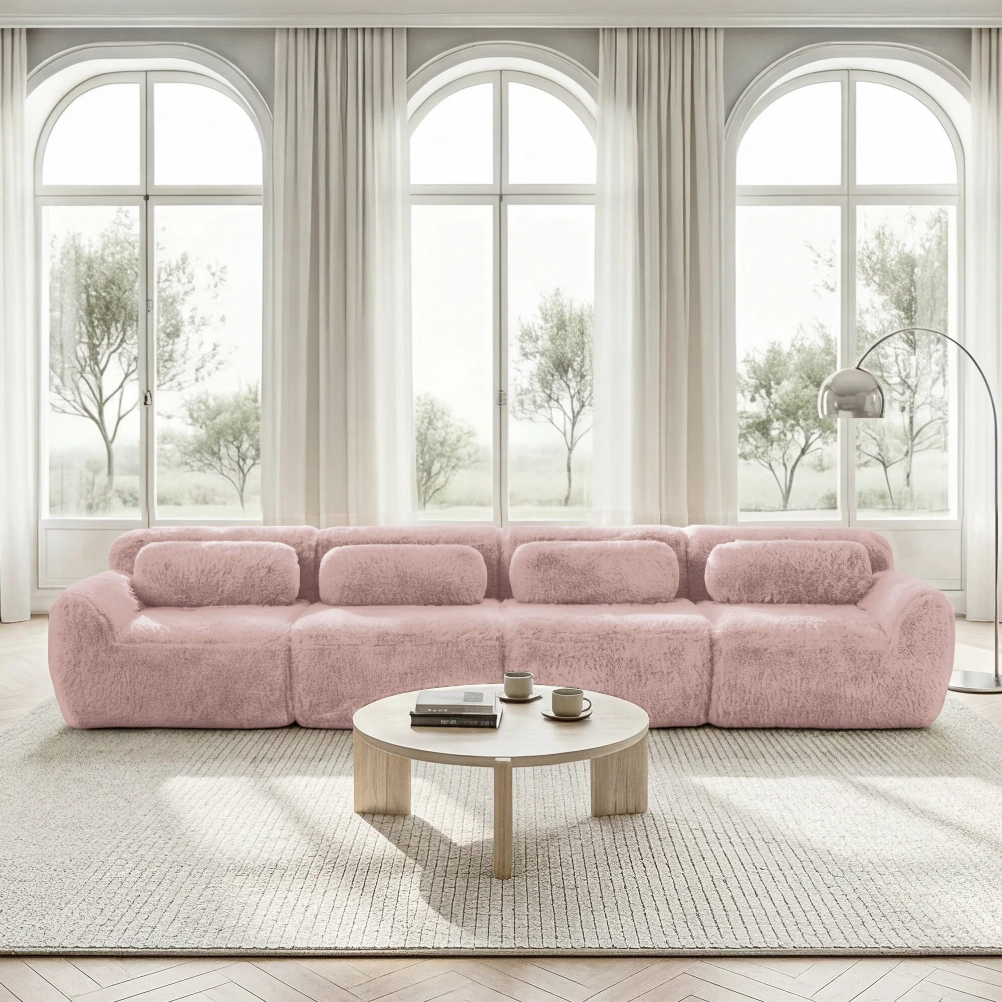 4-seater Sofa Plush Multi-Combination Ergonomic - Pink - Image 2