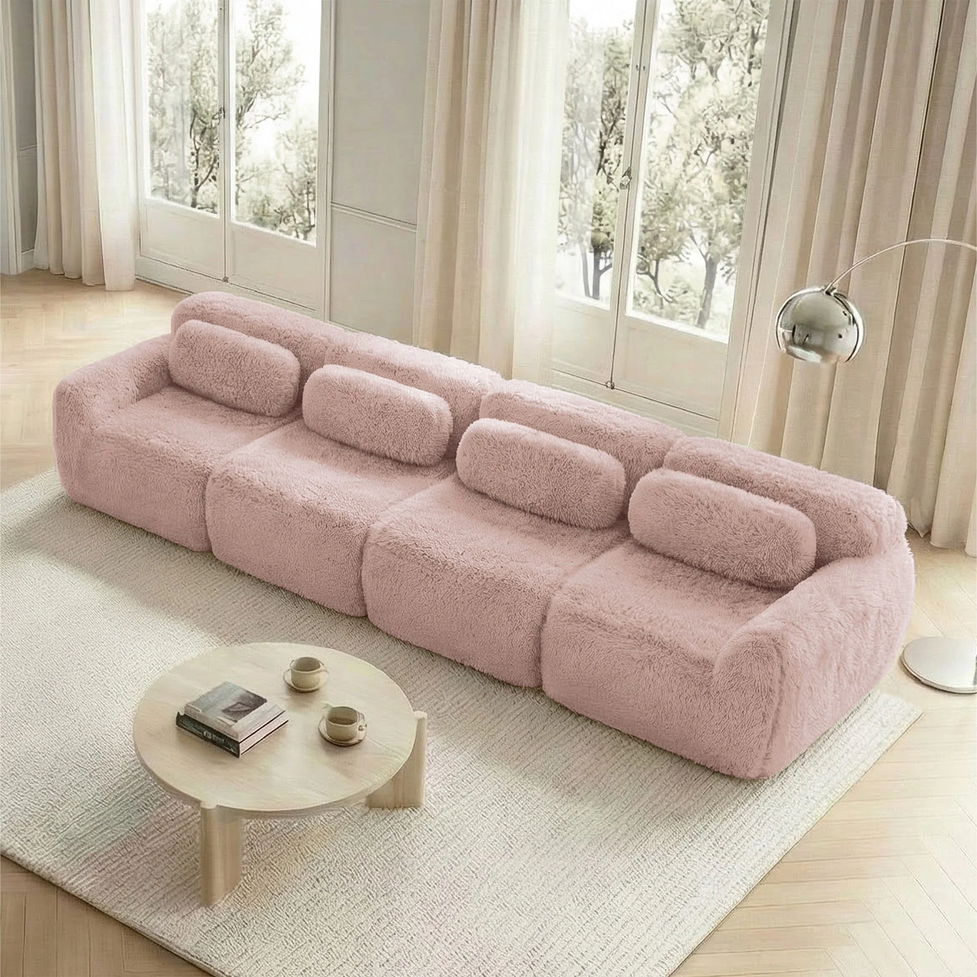 4-seater Sofa Plush Multi-Combination Ergonomic - Pink - Image 3