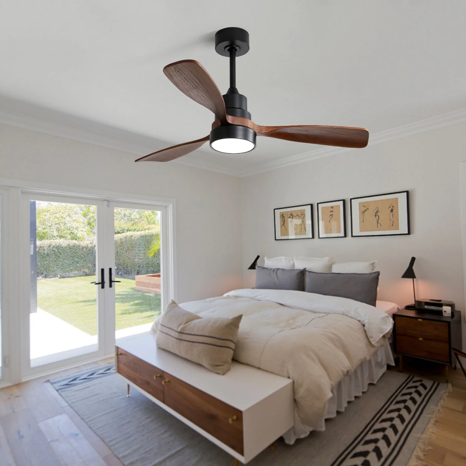 48-inch Ceiling Fan, 3 Blades, Remote Control, Reversible DC Motor, Solid Wood - Image 3