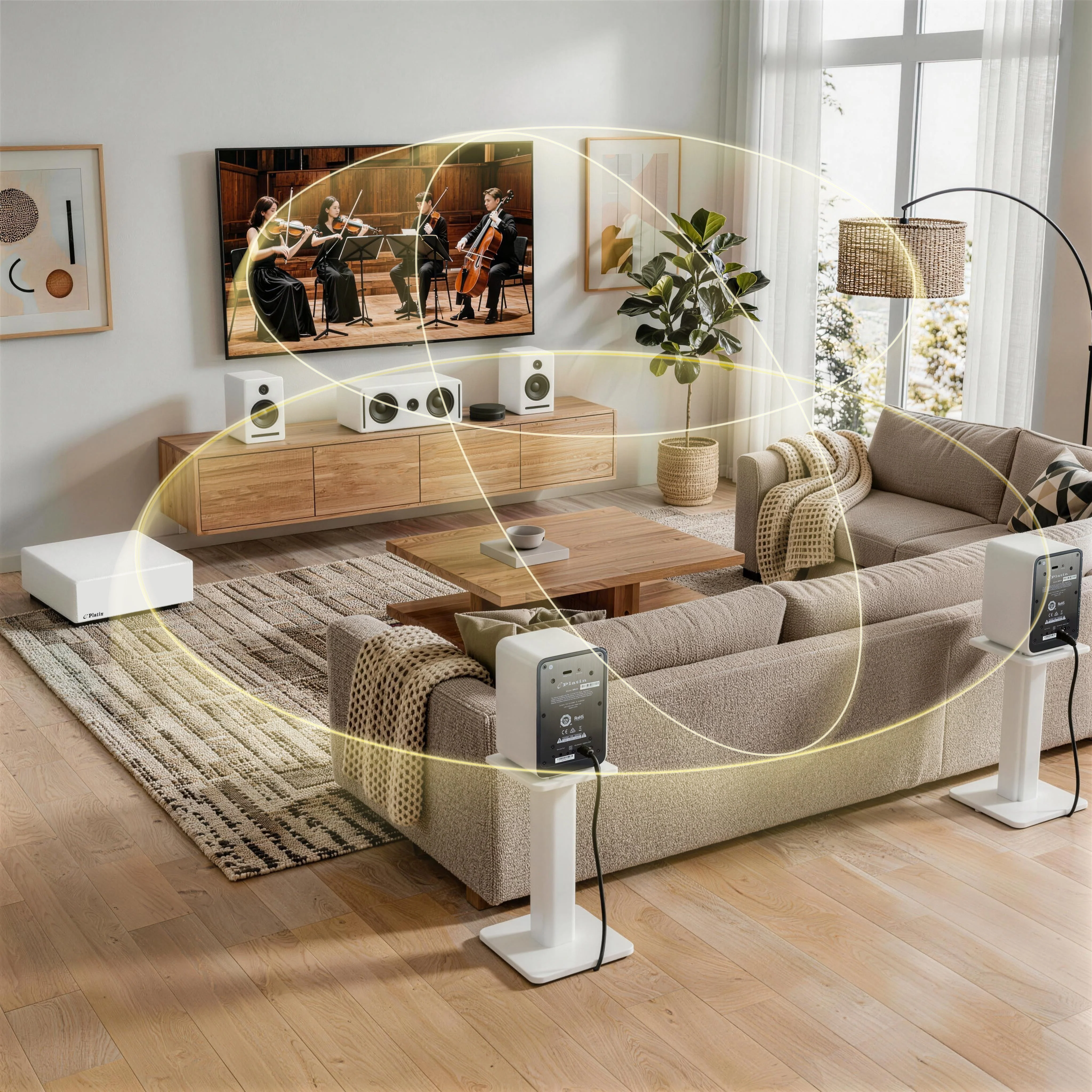 5.1 Wireless Home Cinema System Dolby Atmos WISA Low Latency Monaco Surround Set - White - Image 7