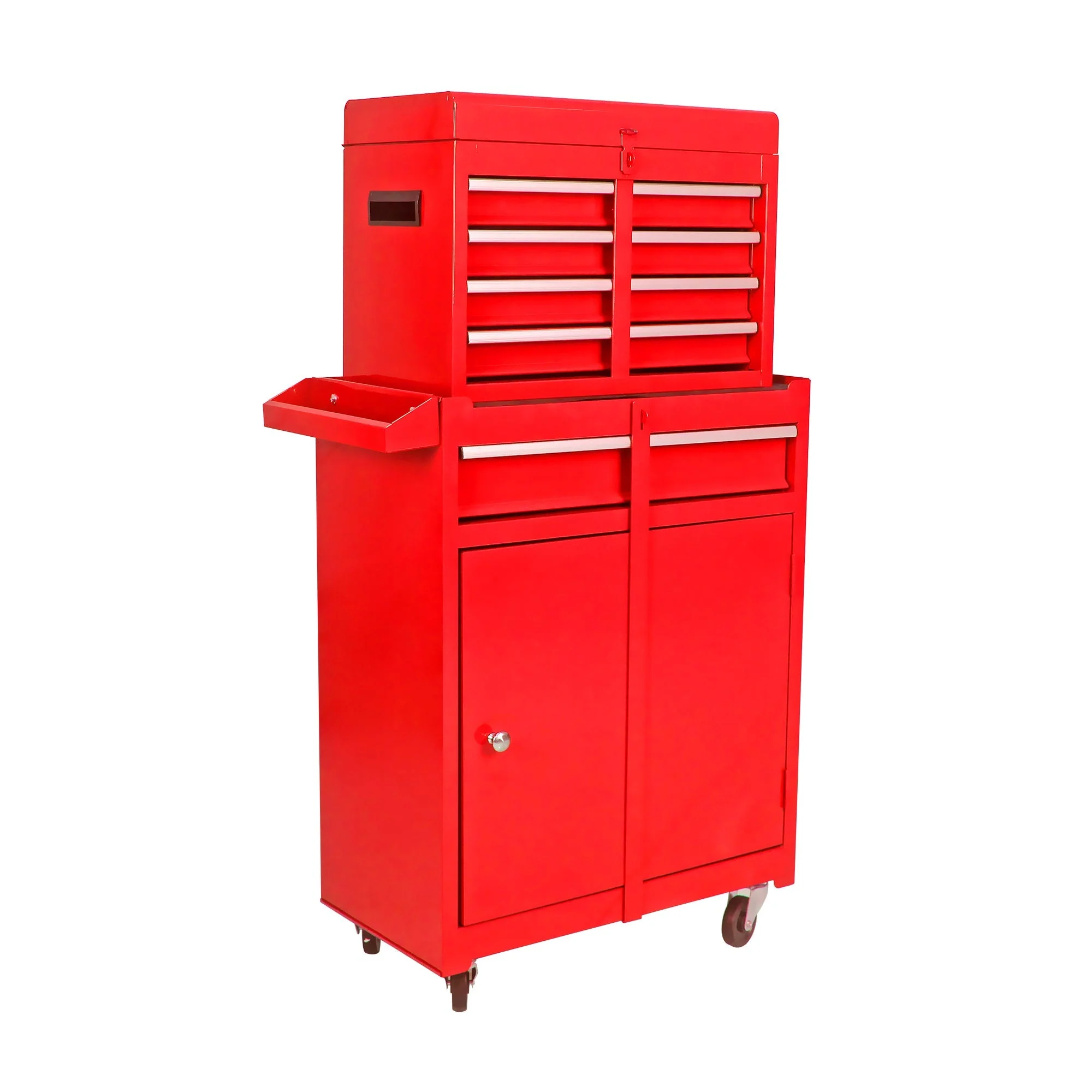 5-Drawer Tool Box Rolling Removable Top Adjustable Shelves Garage Red - Image 3