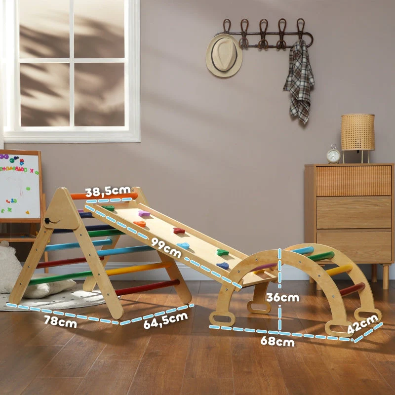 5-in-1 Children's Climbing Frame with Ramp, Bridge and Triangular Ladder, Colorful - Image 3