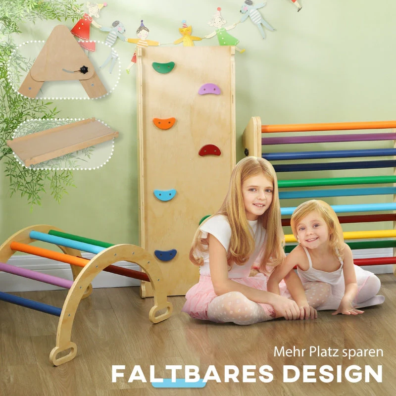 5-in-1 Children's Climbing Frame with Ramp, Bridge and Triangular Ladder, Colorful - Image 7