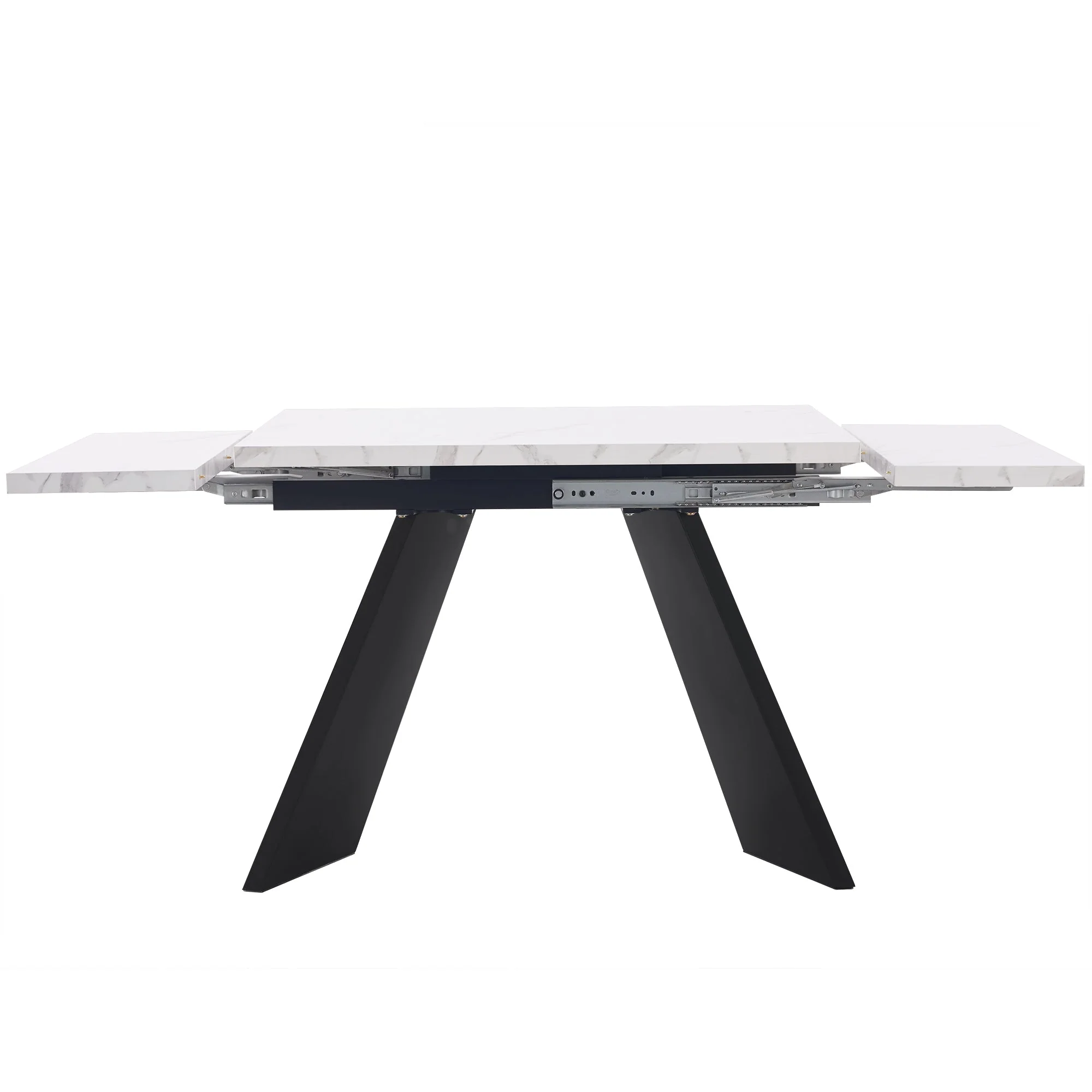 5-Piece Dining Set Extendable Table 160x80cm with 4 Grey Velvet Chairs White - Image 10