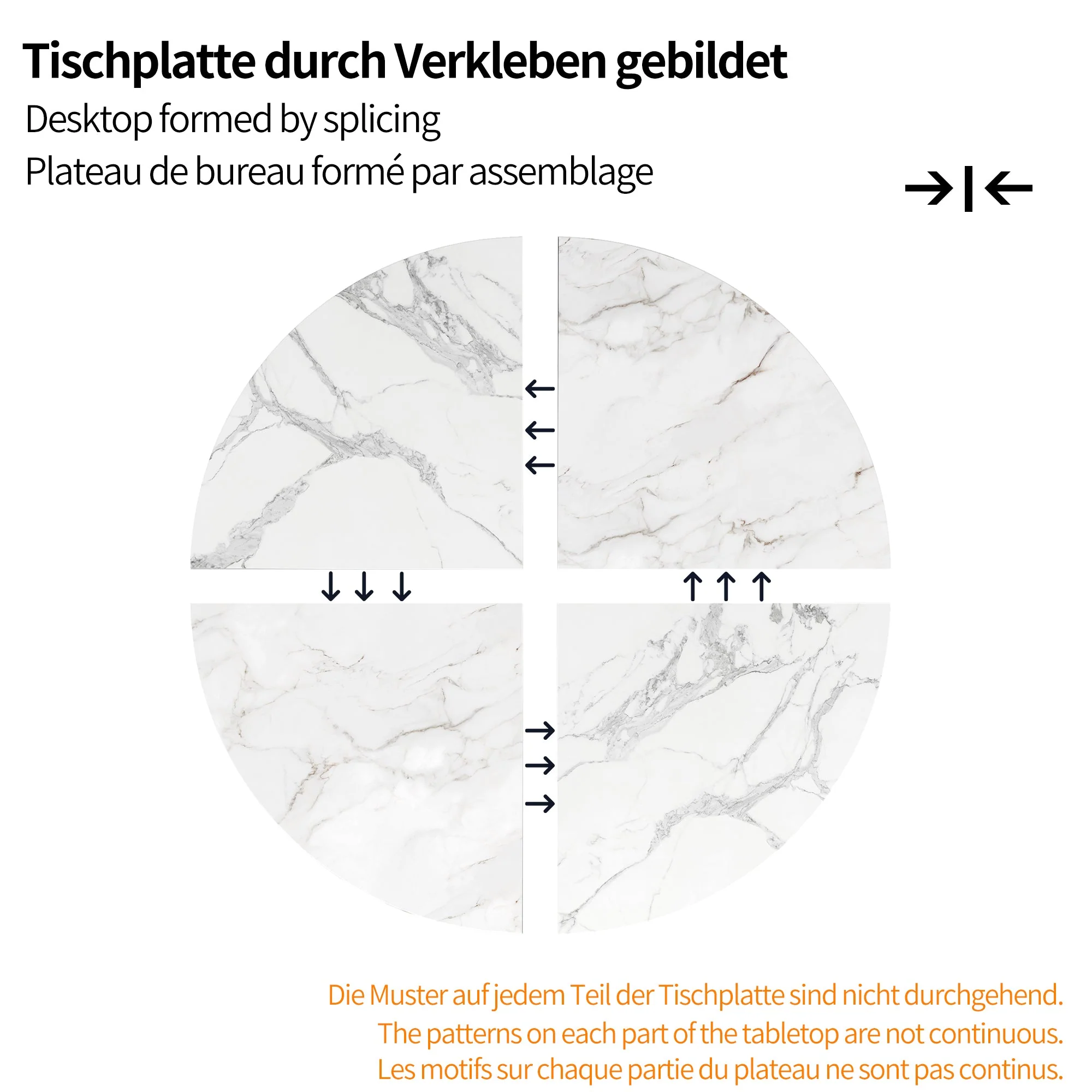 5-Piece Dining Set Modern Round 100cm Marble Top, Grey Velvet & Black Metal - Image 4
