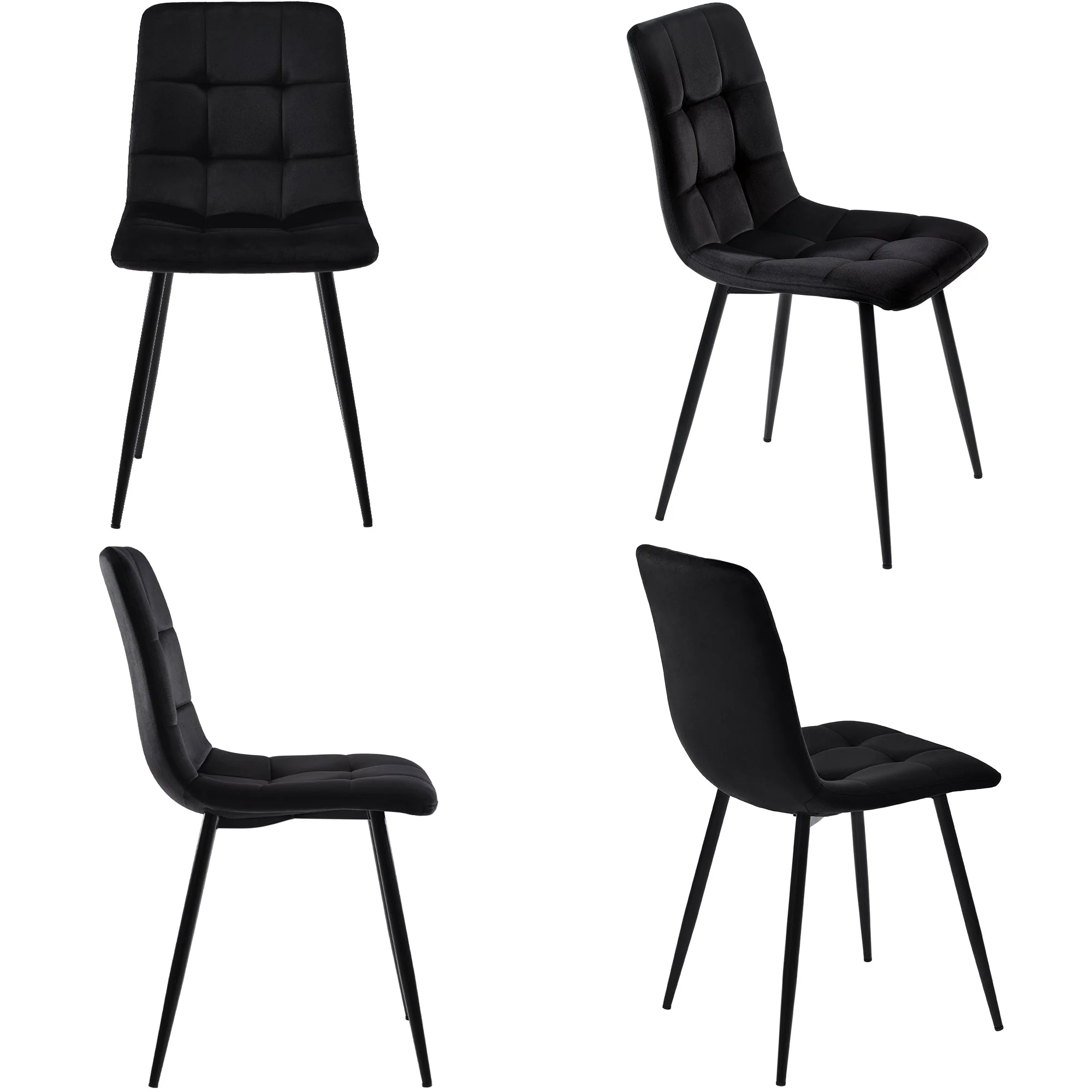 5-Piece Folding Dining Set 150x80cm Velvet Chairs White MDF/Black - Image 7