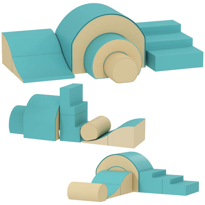 5-Piece Soft Building Block Set, Climbing and Crawling Indoor Play Shapes, Green Faux Leather Foam - Image 8