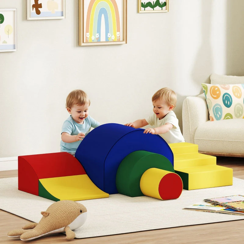 5-Piece Soft Building Block Set for Indoor Climbing and Crawling, Colorful Faux Leather - Image 2