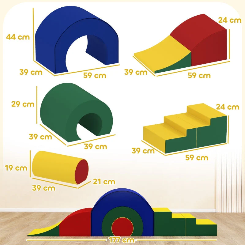 5-Piece Soft Building Block Set for Indoor Climbing and Crawling, Colorful Faux Leather - Image 3