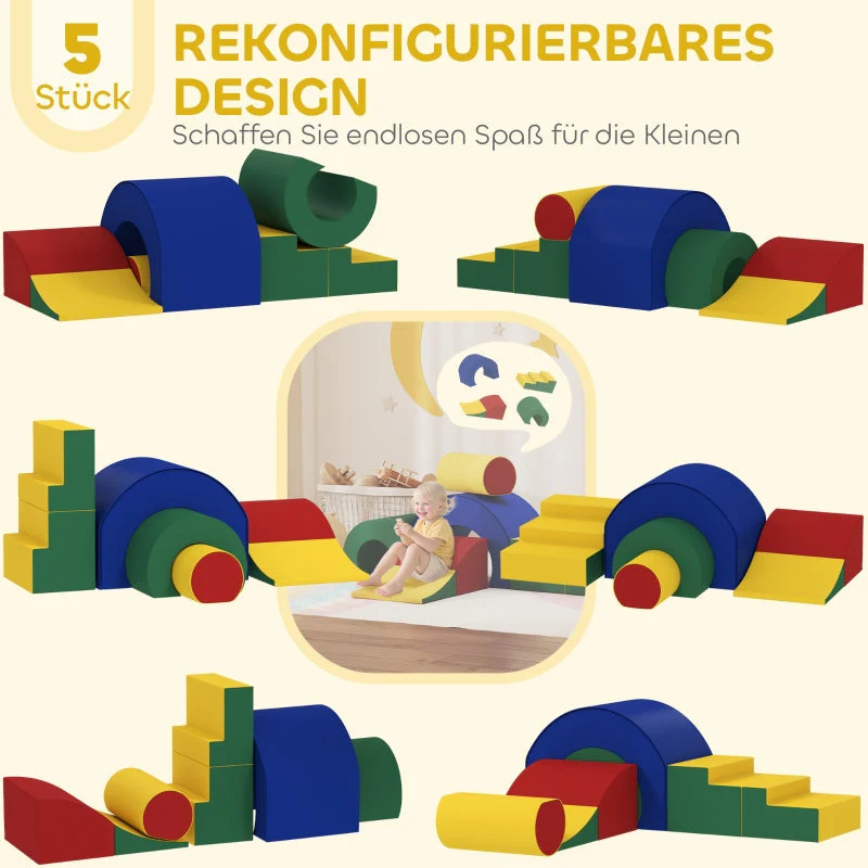 5-Piece Soft Building Block Set for Indoor Climbing and Crawling, Colorful Faux Leather - Image 4