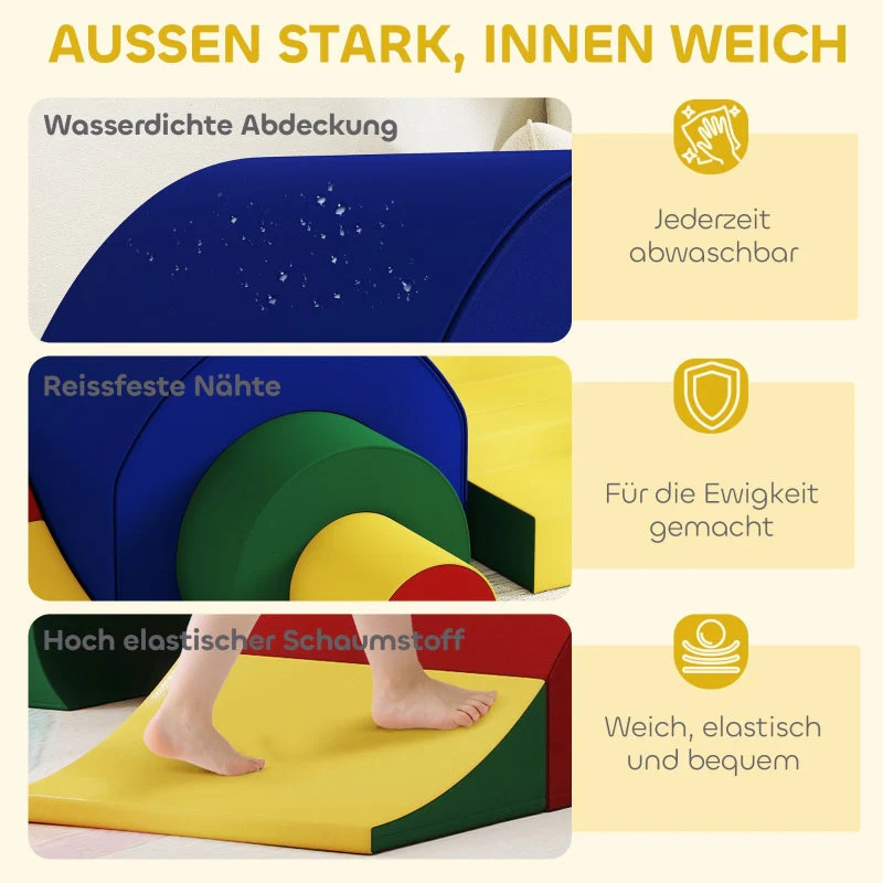 5-Piece Soft Building Block Set for Indoor Climbing and Crawling, Colorful Faux Leather - Image 5