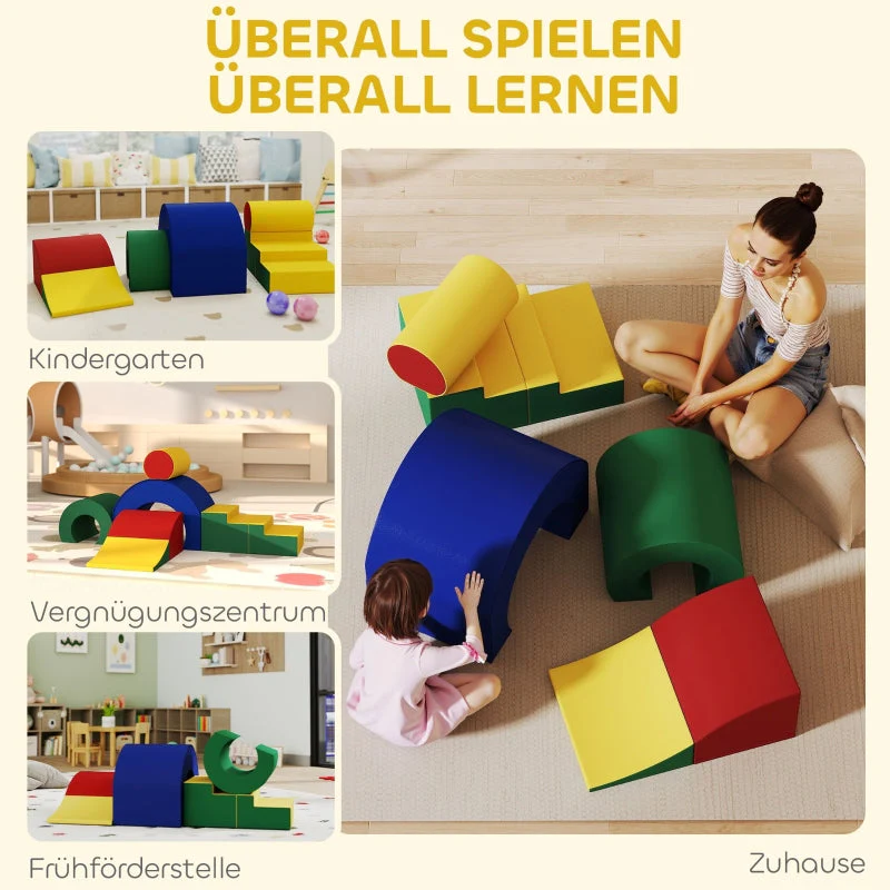 5-Piece Soft Building Block Set for Indoor Climbing and Crawling, Colorful Faux Leather - Image 7