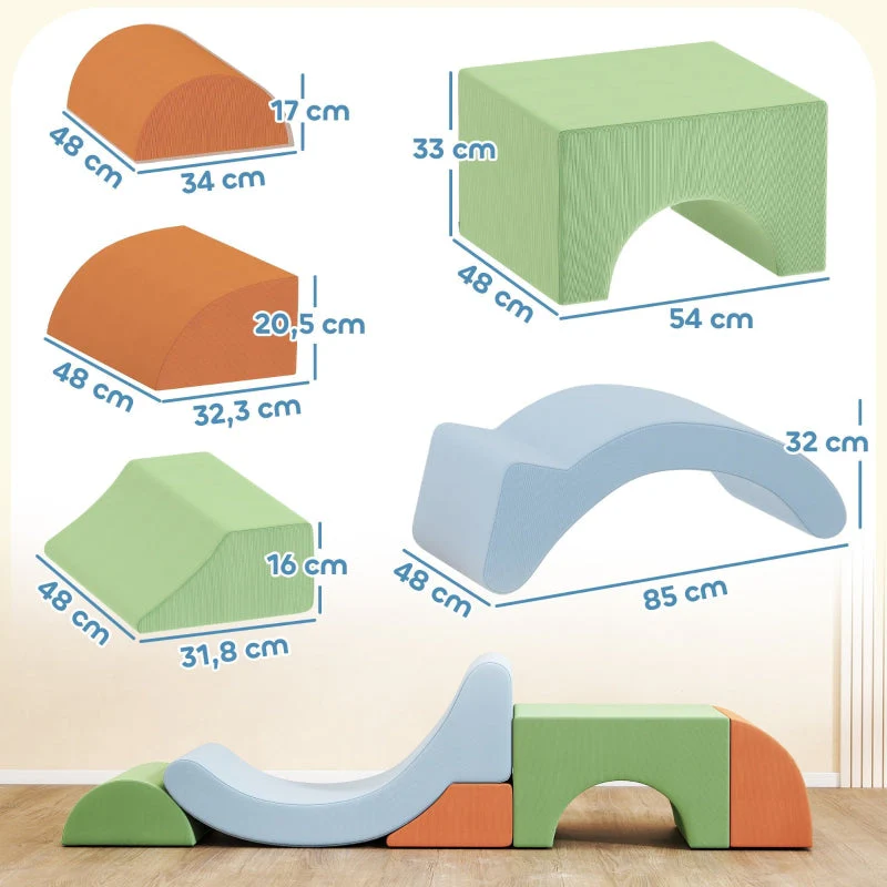 5-Piece Soft Building Block Set for Toddlers, Climbing and Crawling Foam Blocks, Cord Material, Bunt - Image 3