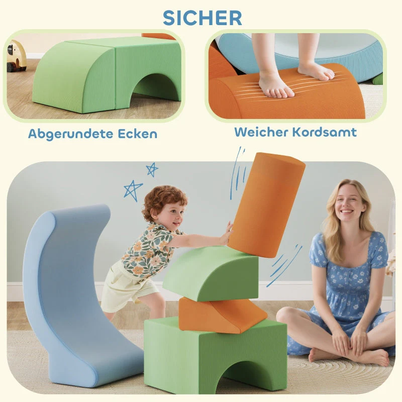 5-Piece Soft Building Block Set for Toddlers, Climbing and Crawling Foam Blocks, Cord Material, Bunt - Image 6