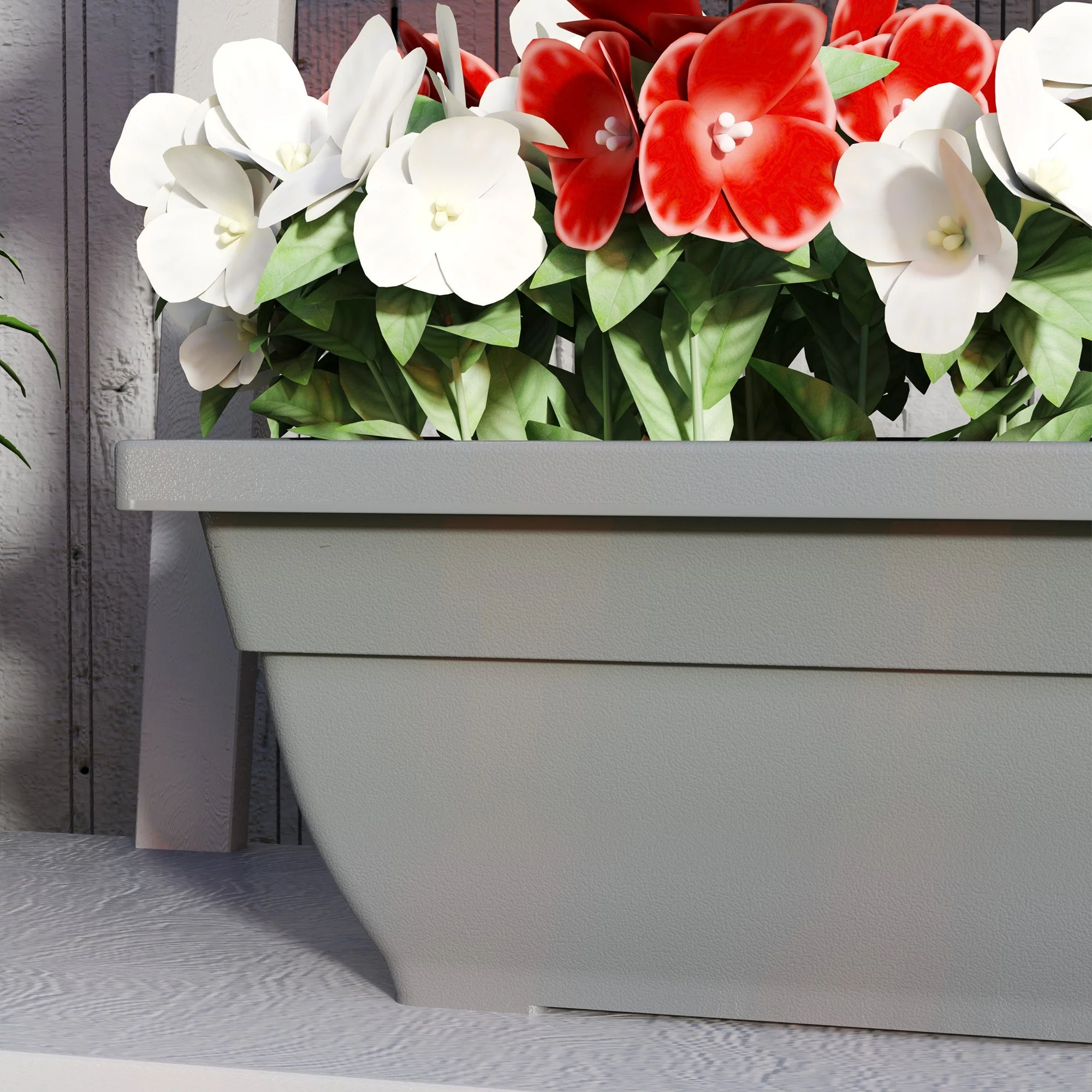 5 Plastic Flower Pots Stackable Weatherproof for Indoor Outdoor Use, Grey - Image 7