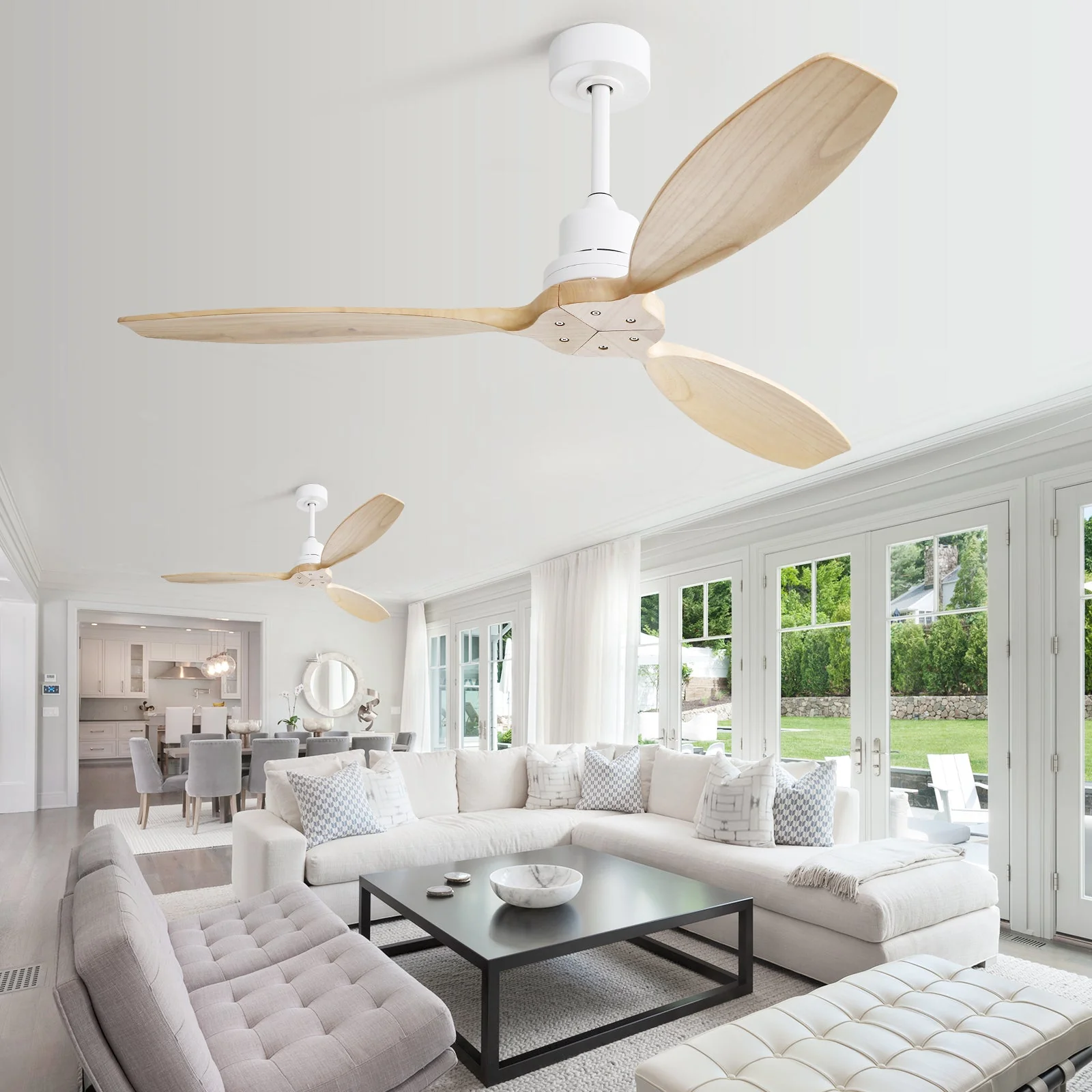 52-inch Ceiling Fan, 6 Speed Remote Control, Solid Wood Blades - Image 2