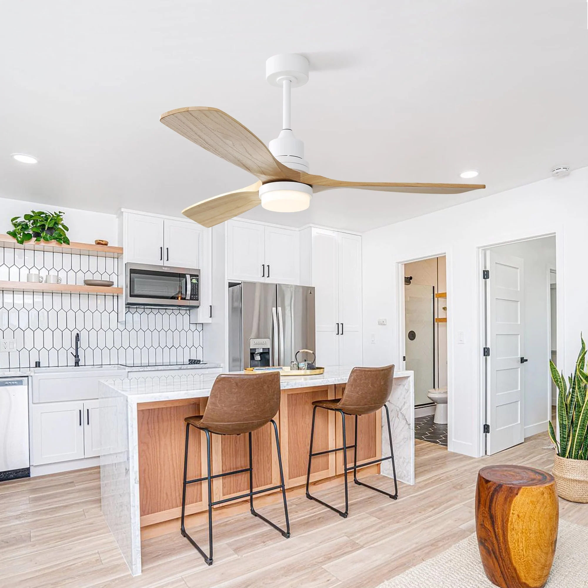 52-inch Ceiling Fan, Dimmable LED Light, 6 Speed, Reversible DC Motor, Wooden Blades - Image 4