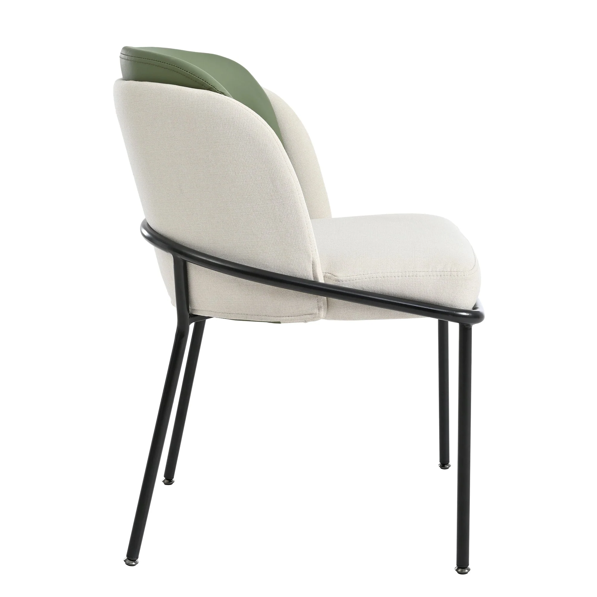6 Modern Chairs Angled Legs Adjustable Feet Beige+Green - Image 9