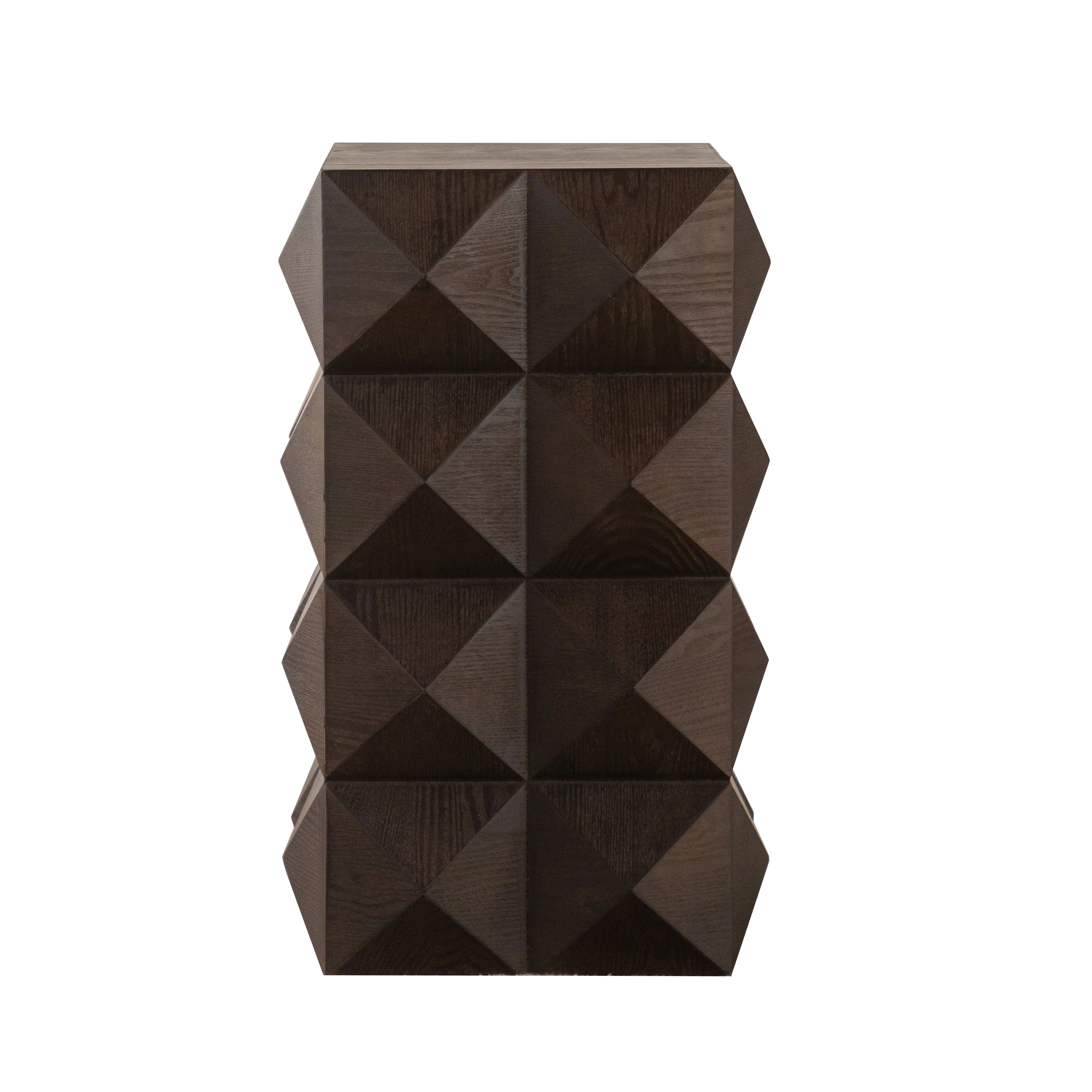 60cm height three-dimensional embossed pattern design retro side table retro wooden nightstand brown - Image 5