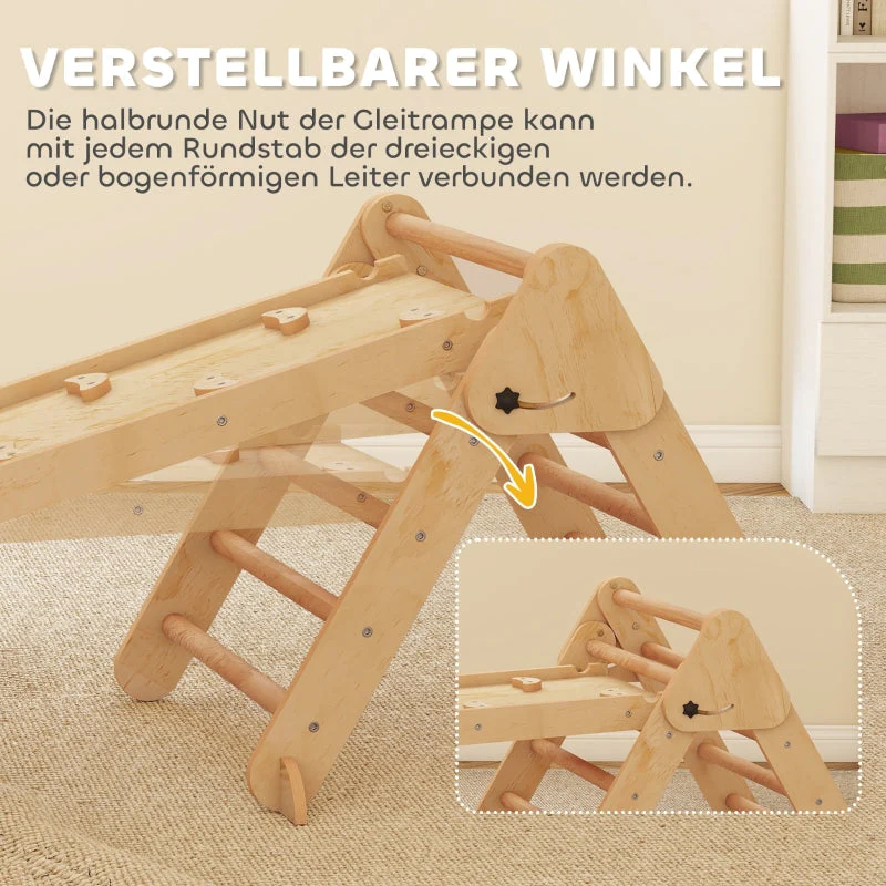 7-in-1 Climbing Frame Foldable Slide Arch Ladder - Wood - Image 6