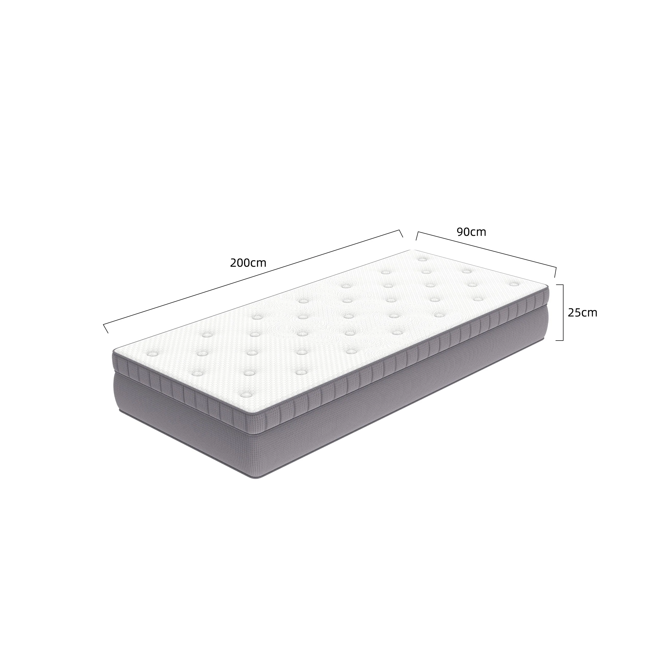7-Zone Pocket Spring Mattress, 90x200cm H3 with Comfort Foam, OEKO-TEX Certified - Image 2