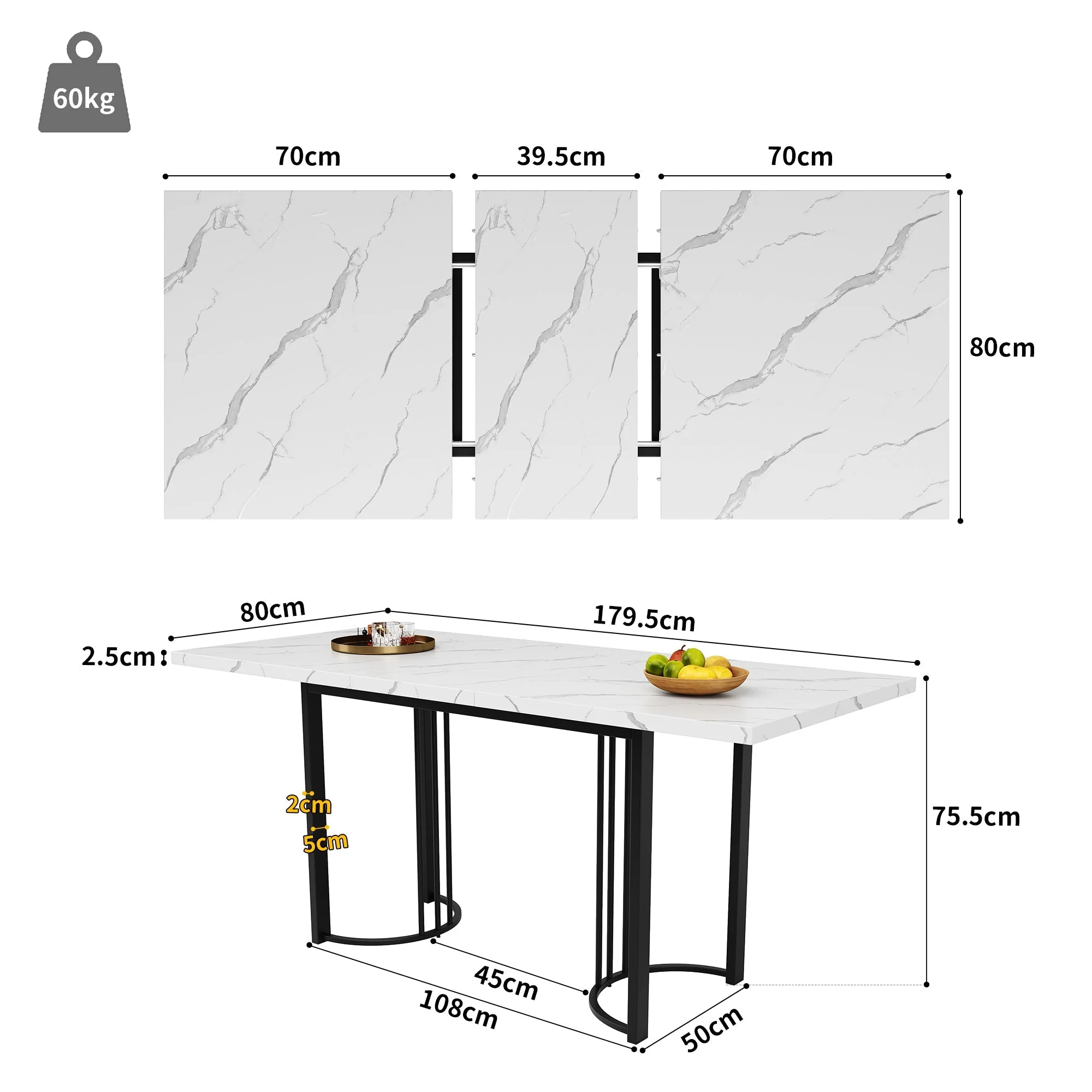 9-Piece Dining Set Extendable Rectangular Table for 8 Black Velvet - Image 4