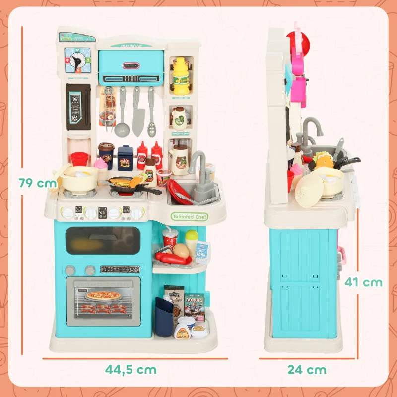 92-Piece Children's Kitchen Set with Tap for Ages 3-6, Green Plastic - Image 3