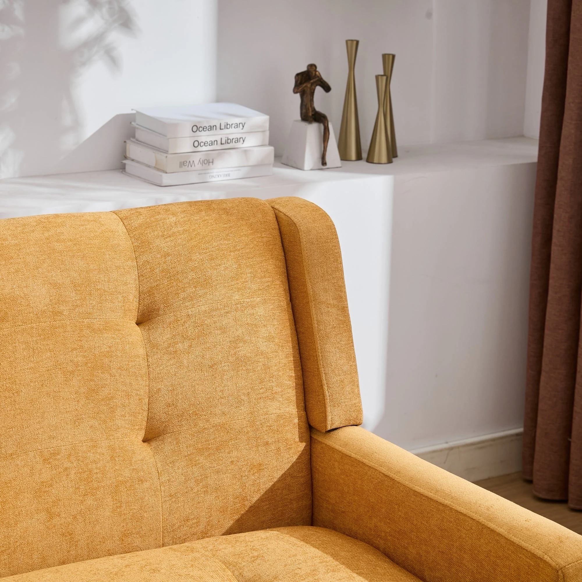 Accent Armchair Set, 2-Piece Single and Double Chairs with High-Density Foam and Solid Wood Legs, Durable Fabric - Image 8