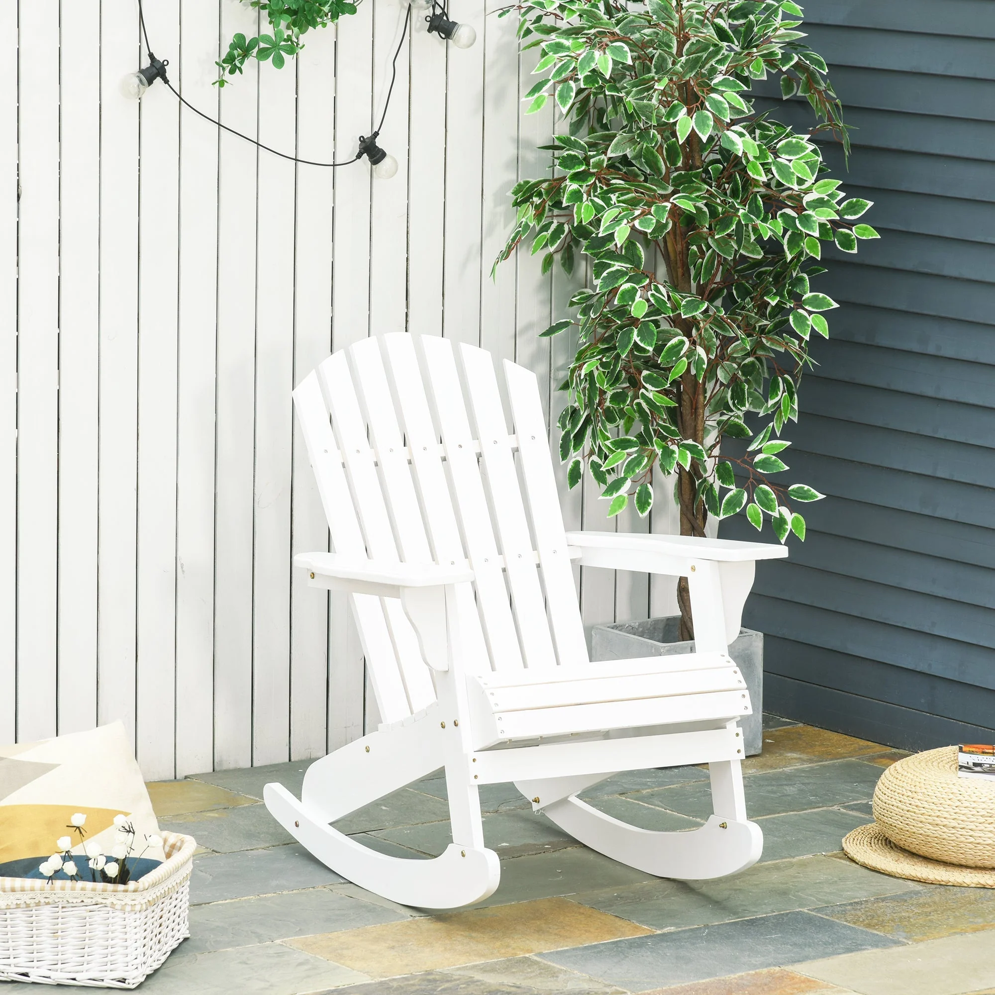 Adirondack Rocking Chair, Weatherproof for Garden/Balcony, White