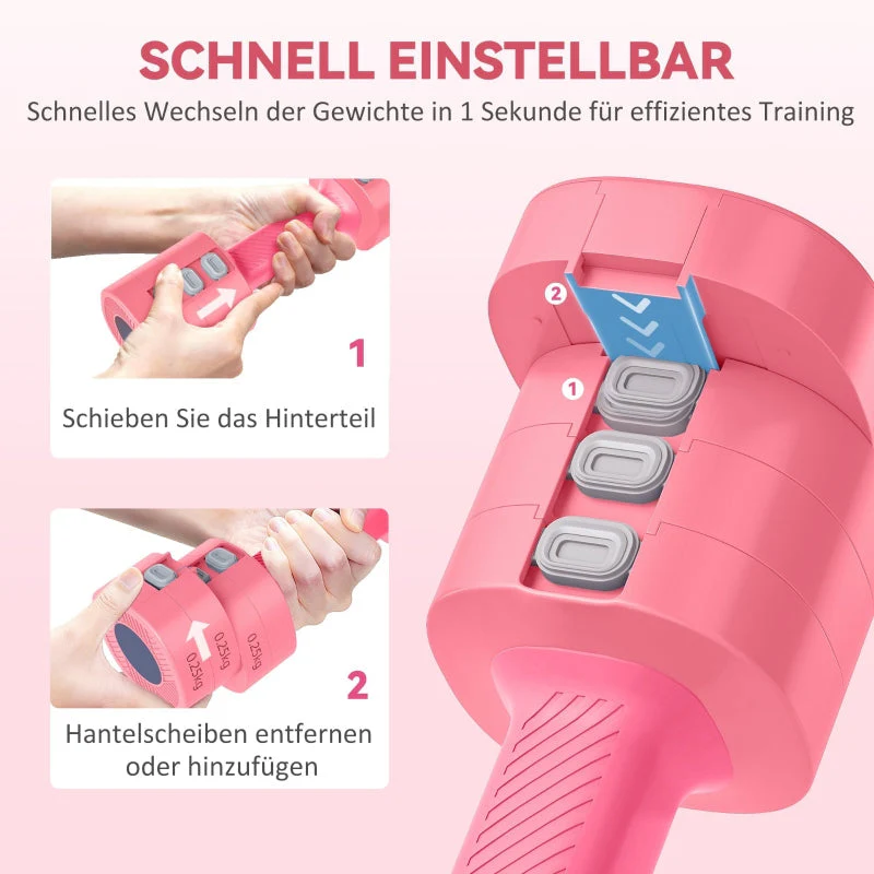 Adjustable Dumbbell Set with Square Shape and Metal Core, Red - Image 5