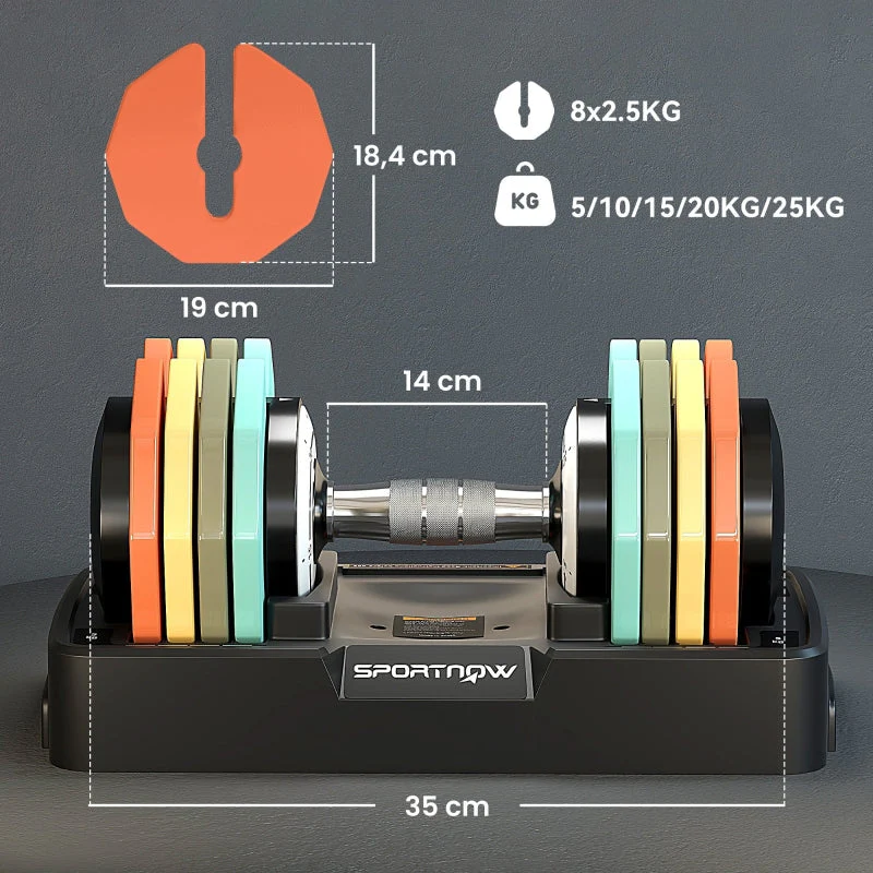 Adjustable Dumbbell with 5-25kg Weight Range and Non-Slip Grip, Black - Image 3