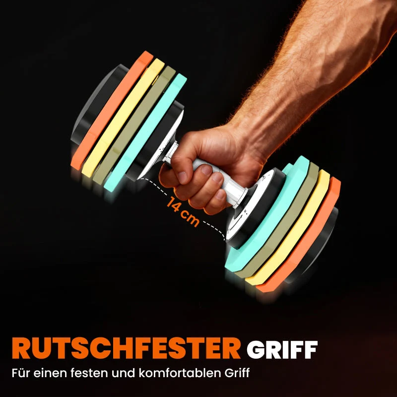 Adjustable Dumbbell with 5-25kg Weight Range and Non-Slip Grip, Black - Image 6