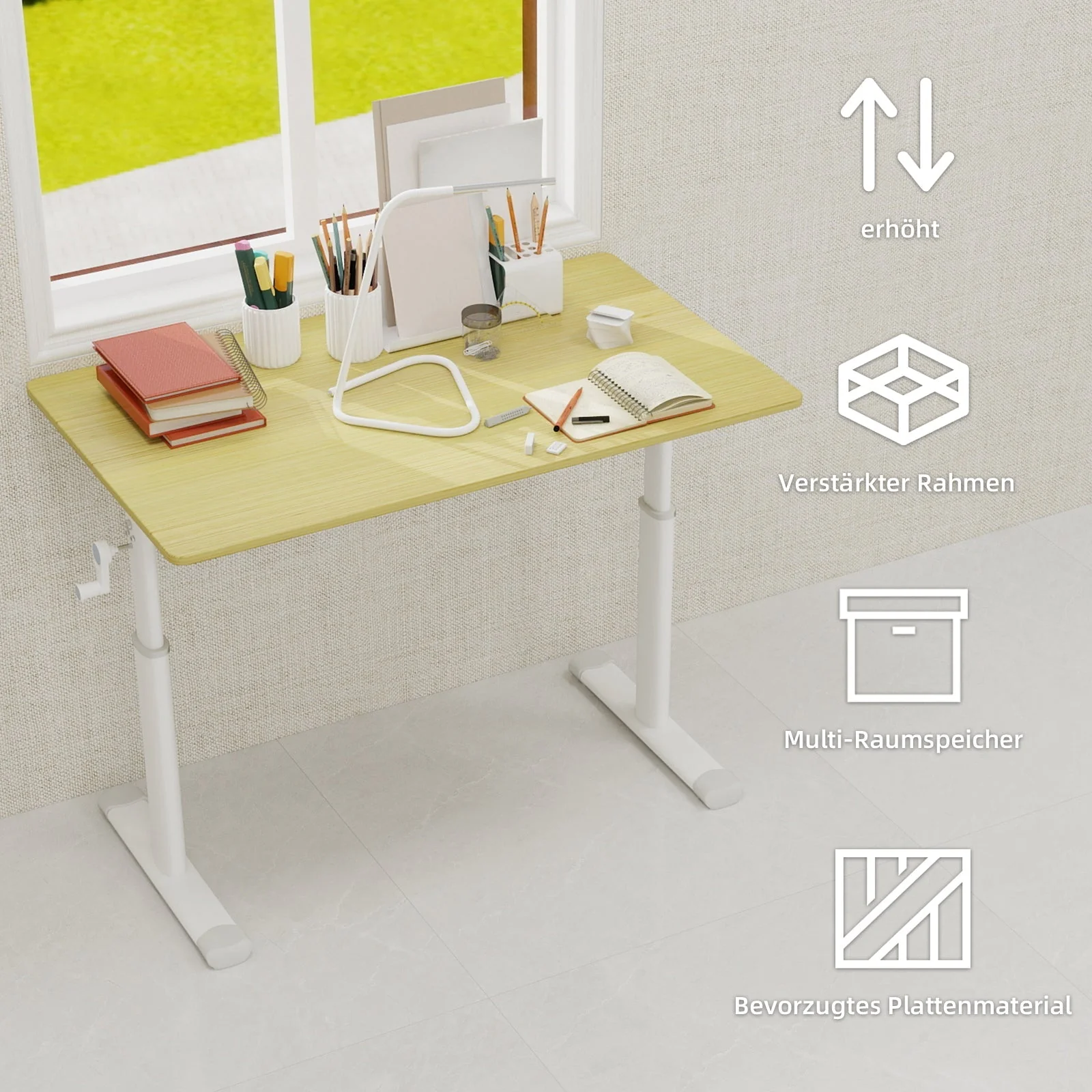 Adjustable Study Desk Height-Adjustable Multi-Purpose Compact Design, Home/Office - Image 3