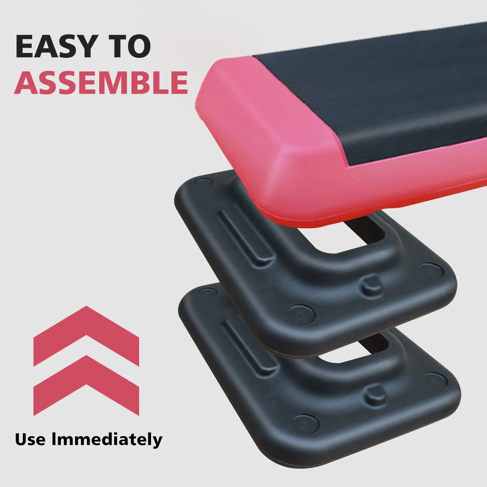 Aerobic Stepper, 76cm/28.5" Adjustable with 4 Risers, Red Black - Image 5