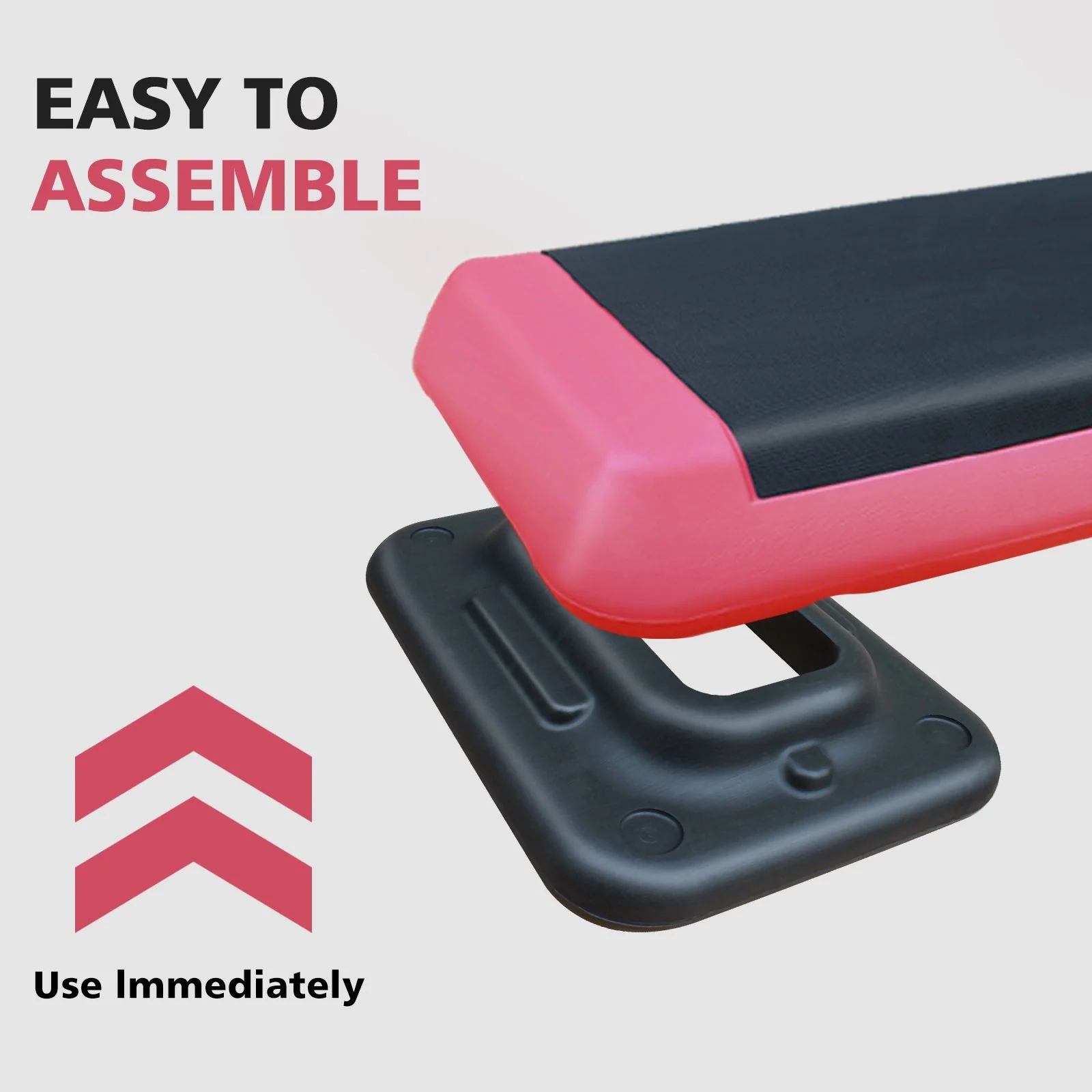 Aerobic Stepper, 76cm/28.5" Adjustable Workout Platform with 2 Risers, Red Black - Image 4