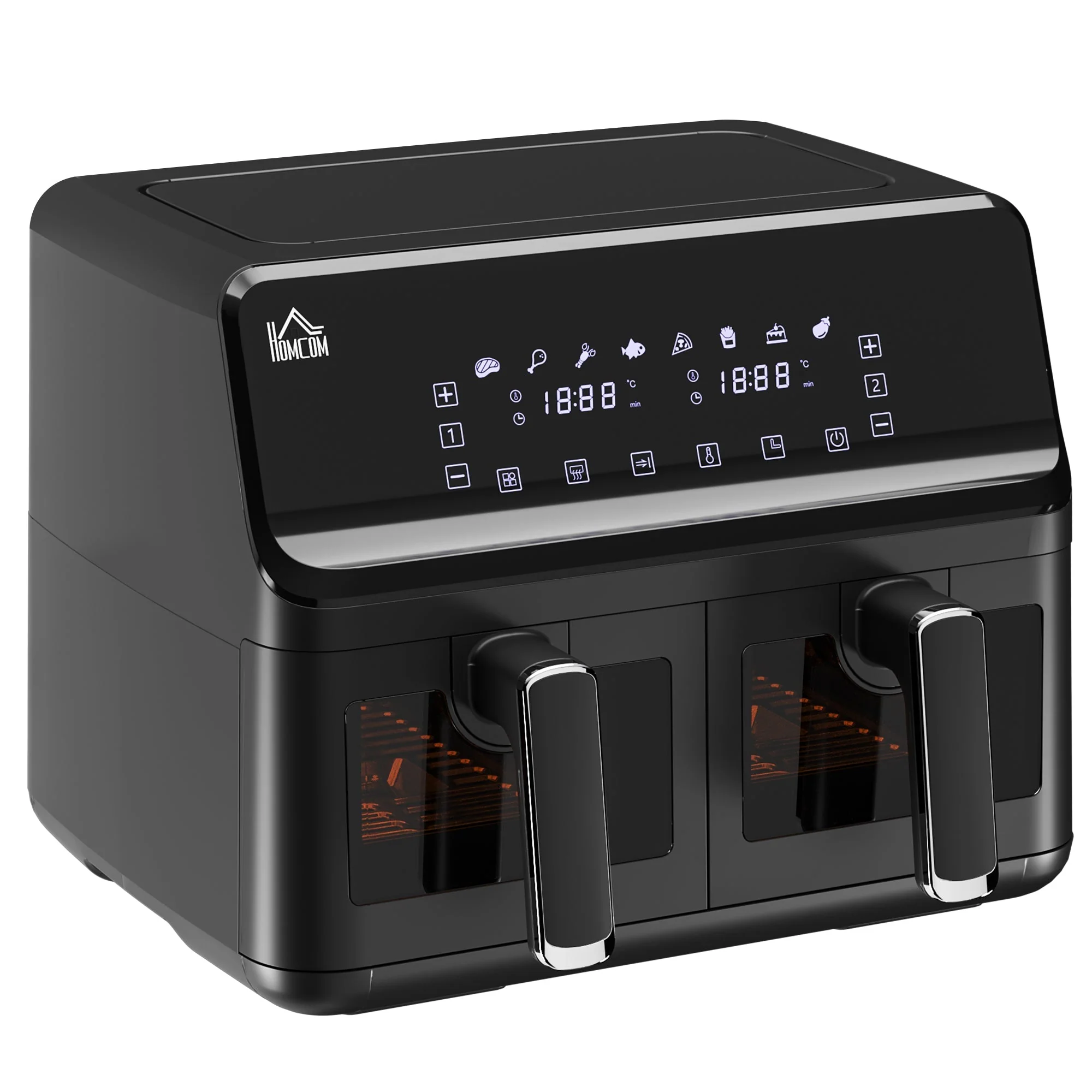 Air Fryer, Dual 4-Liter Baskets, 8 Programs, Black - Image 2