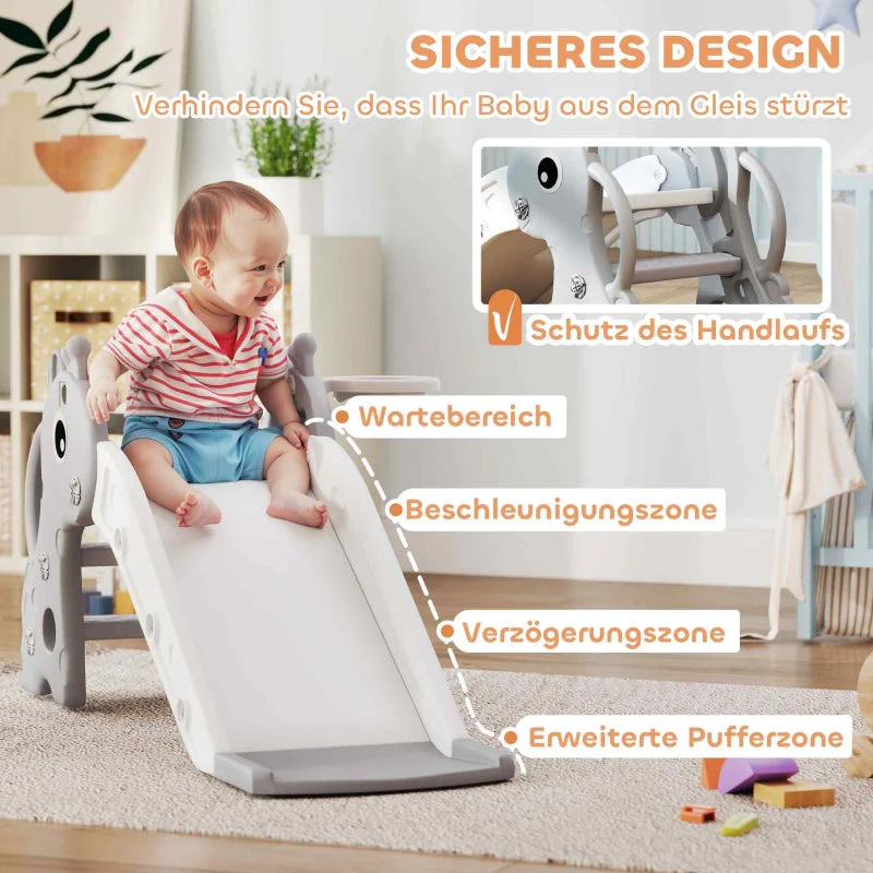 AIYAPLAY 3-in-1 Giraffe Slide with Basketball Hoop and Ball, grey - Image 7