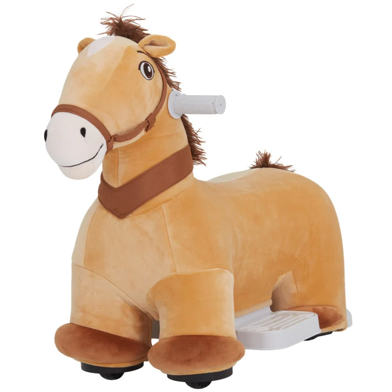 AIYAPLAY 6V Children's Electric Car Horse Shape with Music, Foot Pedal, Brown - Image 2