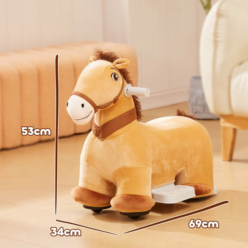 AIYAPLAY 6V Children's Electric Car Horse Shape with Music, Foot Pedal, Brown - Image 3