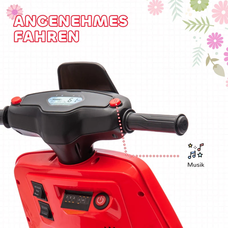 AIYAPLAY 6V Electric Motorcycle for Kids, with Headlight, Music, Training Wheels, Red - Image 4