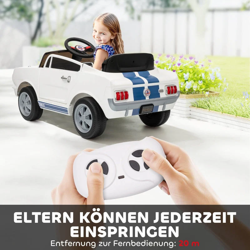 AIYAPLAY Children's Electric Car, 12V with 2.4 GHz Remote Control, White - Image 5