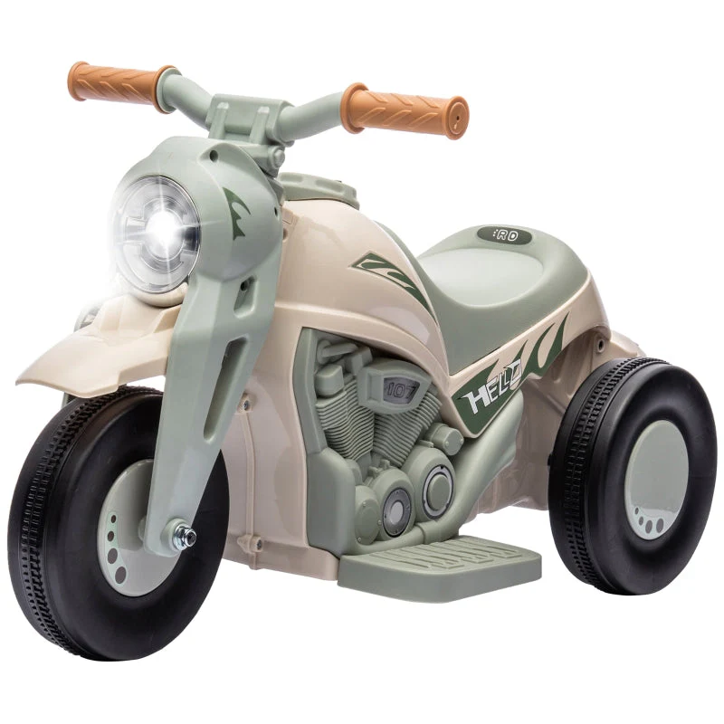 AIYAPLAY Children's Electric Motorcycle, 6V with Music, Bubbles, Headlight, Cream White - Image 2