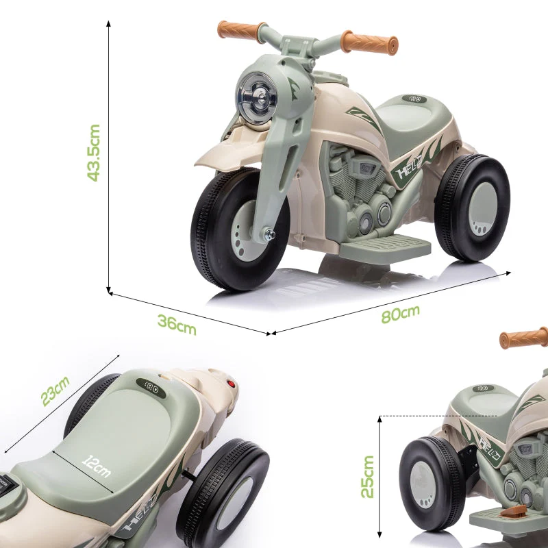 AIYAPLAY Children's Electric Motorcycle, 6V with Music, Bubbles, Headlight, Cream White - Image 3