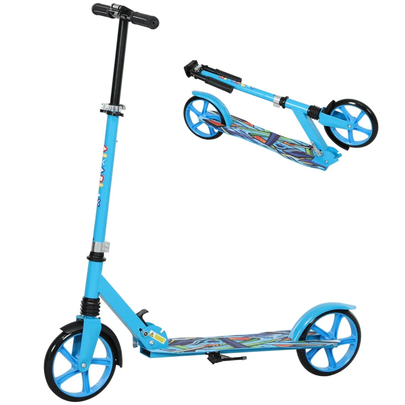 AIYAPLAY Children's Scooter, Foldable with Adjustable Handlebar, 2 Large Wheels, Rear Mudguard Brake, Blue - Image 2