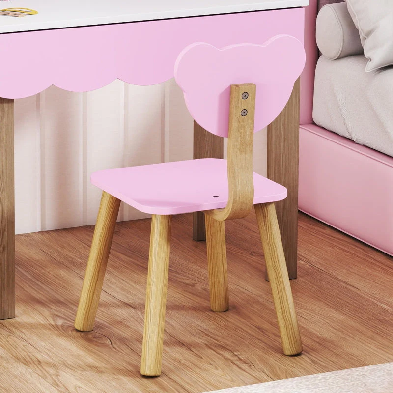 AIYAPLAY Dressing Table Set with Stool, Makeup Mirror, Bear Shape, MDF, Pink - Image 7